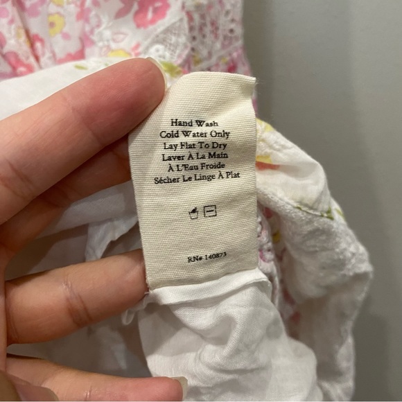 LoveShackFancy Corset Lace Midi Dress Eyelet Pink White Yellow 0 - Picture 10 of 12